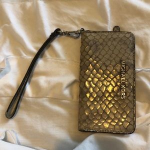Michael Kors leather snakeskin wristlet